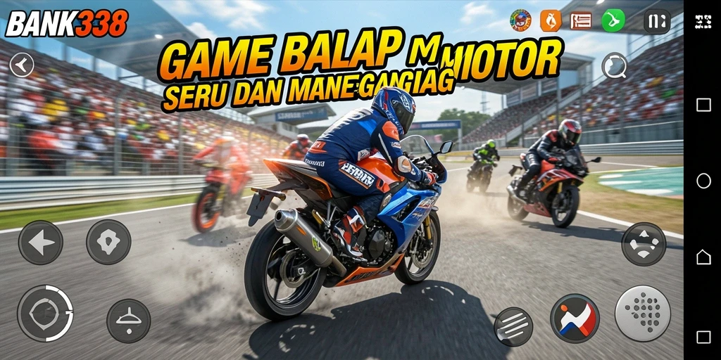 Screenshot antarmuka <strong>BANK338</strong> menampilkan balapan yang penuh aksi dan grafis menawan.