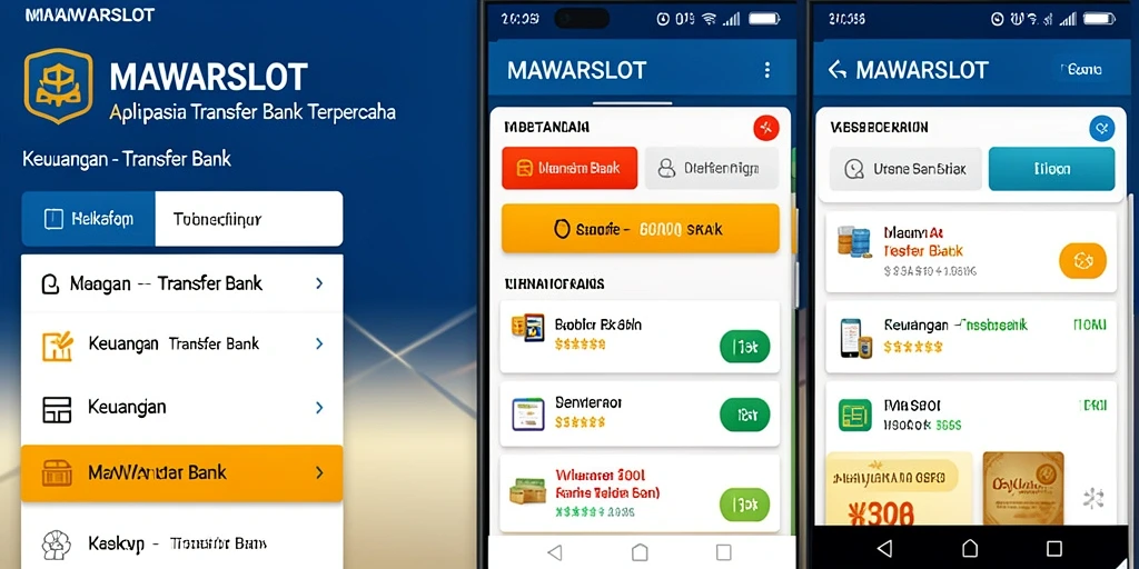 Antarmuka aplikasi MAWARSLOT untuk Transfer Bank yang user-friendly.